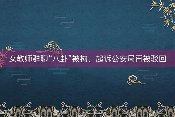 女教师群聊“八卦”被拘，起诉公安局再被驳回