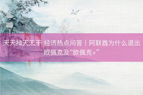 天天操天天干 经济热点问答｜阿联酋为什么退出欧佩克及“欧佩克+”