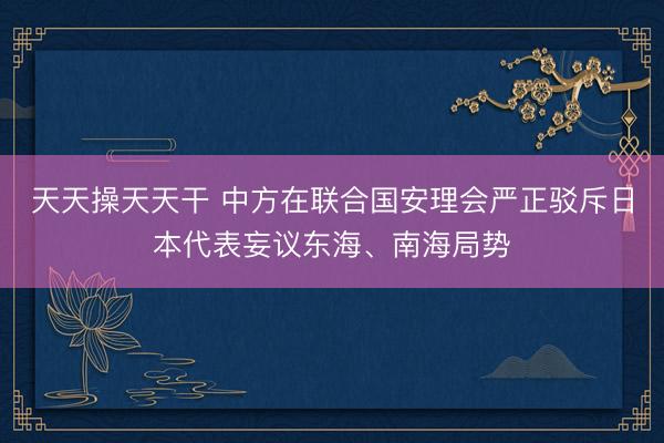 天天操天天干 中方在联合国安理会严正驳斥日本代表妄议东海、南海局势