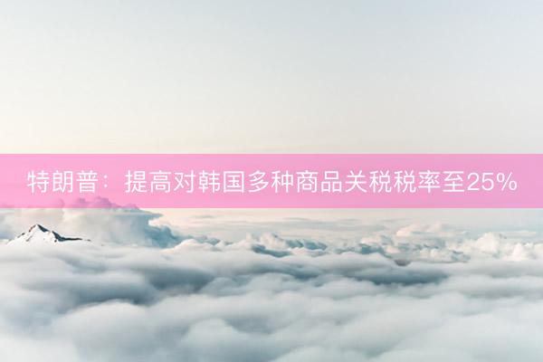 特朗普：提高对韩国多种商品关税税率至25%