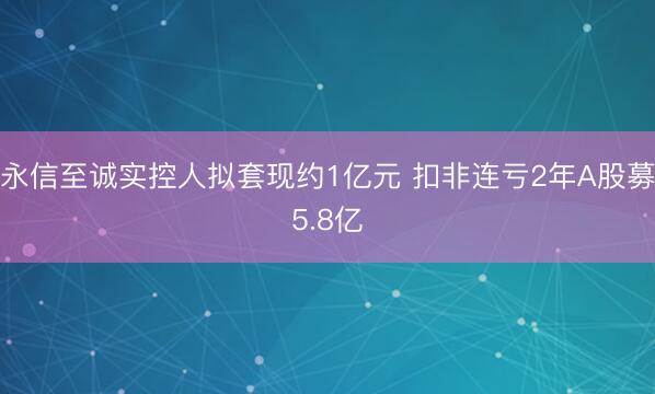 永信至诚实控人拟套现约1亿元 扣非连亏2年A股募5.8亿