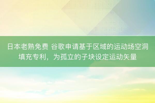 日本老熟免费 谷歌申请基于区域的运动场空洞填充专利，为孤立的子块设定运动矢量