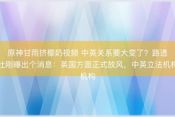 原神甘雨挤椰奶视频 中英关系要大变了？路透社刚曝出个消息：英国方面正式放风，中英立法机构