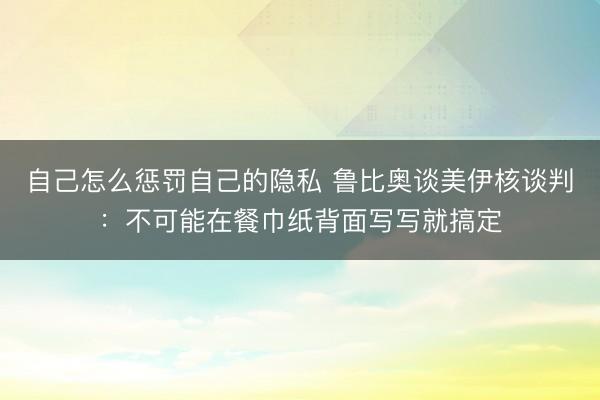 自己怎么惩罚自己的隐私 鲁比奥谈美伊核谈判：不可能在餐巾纸背面写写就搞定