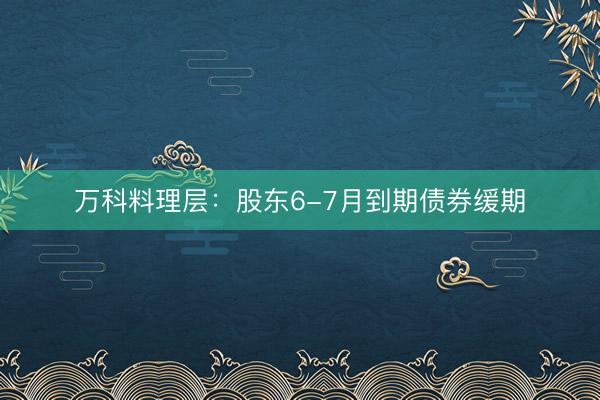 万科料理层：股东6-7月到期债券缓期