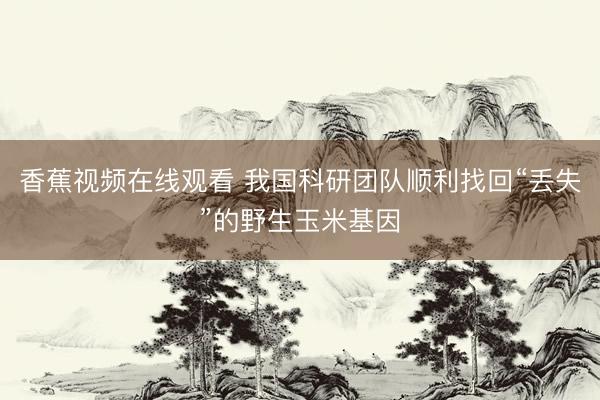 香蕉视频在线观看 我国科研团队顺利找回“丢失”的野生玉米基因