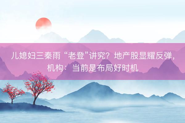 儿媳妇三秦雨 “老登”讲究？地产股显耀反弹，机构：当前是布局好时机