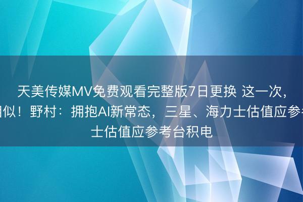 天美传媒MV免费观看完整版7日更换 这一次，果真不相似！野村：拥抱AI新常态，三星、海力士估值应参考台积电