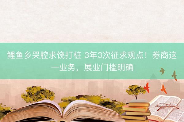 鲤鱼乡哭腔求饶打桩 3年3次征求观点！券商这一业务，展业门槛明确