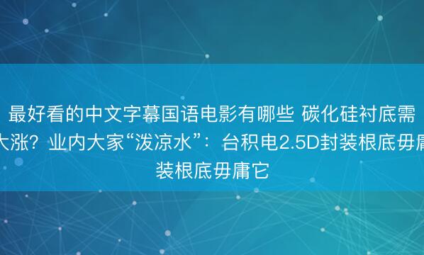 最好看的中文字幕国语电影有哪些 碳化硅衬底需求大涨？业内大家“泼凉水”：台积电2.5D封装根底毋庸它