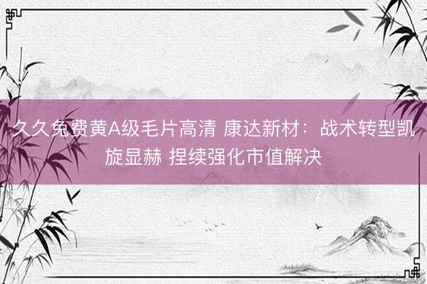 久久兔费黄A级毛片高清 康达新材：战术转型凯旋显赫 捏续强化市值解决