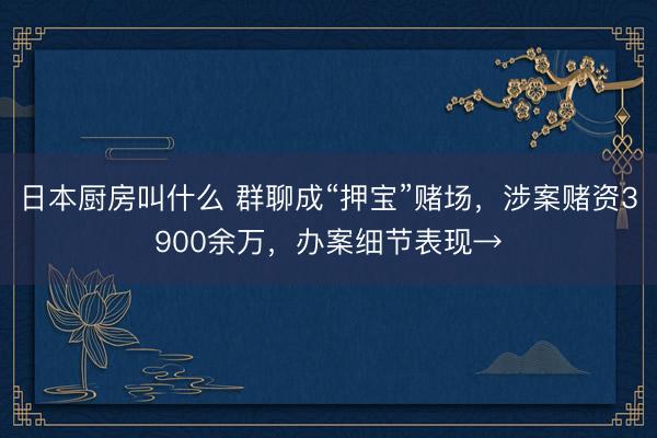 日本厨房叫什么 群聊成“押宝”赌场，涉案赌资3900余万，办案细节表现→