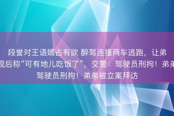 段誉对王语嫣占有欲 醉驾连撞两车逃跑，让弟弟顶包被发现后称“可有地儿吃饭了”，交警：驾驶员刑拘！弟弟被立案拜访