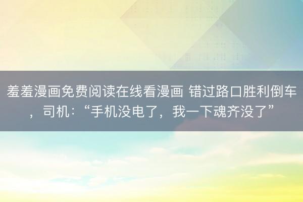 羞羞漫画免费阅读在线看漫画 错过路口胜利倒车，司机：“手机没电了，我一下魂齐没了”
