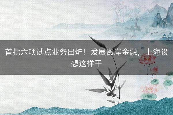 首批六项试点业务出炉！发展离岸金融，上海设想这样干