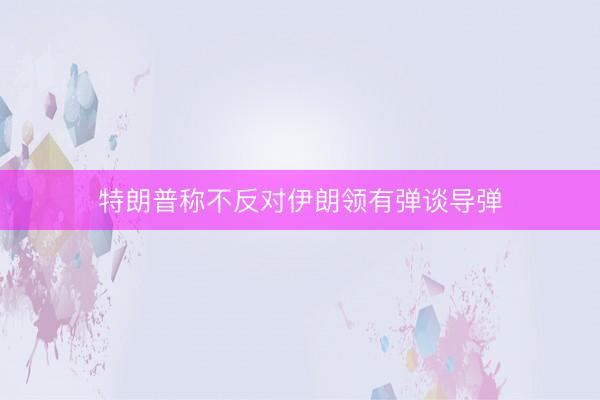 特朗普称不反对伊朗领有弹谈导弹